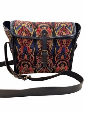 Dries Van Noten multicor Tapestry Crossbody Bag Leather Trim Y2K